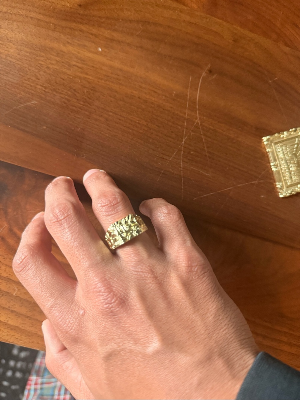 Gold plated nugget ring solid